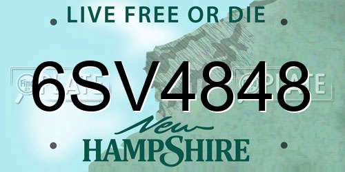 6SV4848 New Hampshire License Plate