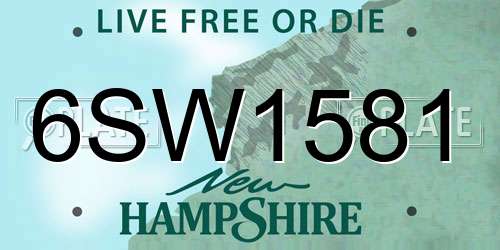 6SW1581 New Hampshire License Plate