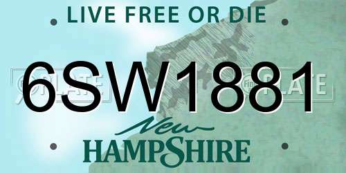 6SW1881 New Hampshire License Plate
