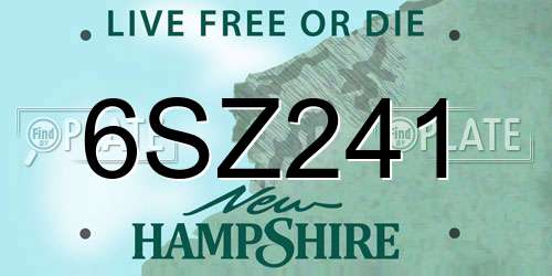 6SZ241 New Hampshire License Plate