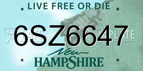 6SZ6647 New Hampshire License Plate