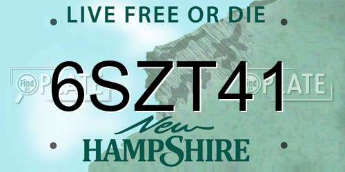 6SZT41 New Hampshire License Plate