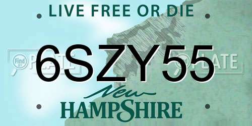 6SZY55 New Hampshire License Plate