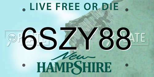 6SZY88 New Hampshire License Plate