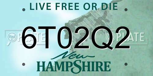 6T02Q2 New Hampshire License Plate