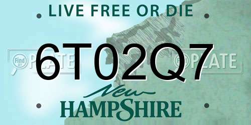 6T02Q7 New Hampshire License Plate