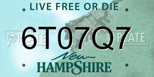 6T07Q7 New Hampshire License Plate