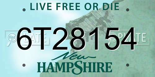 6T28154 New Hampshire License Plate