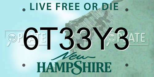6T33Y3 New Hampshire License Plate