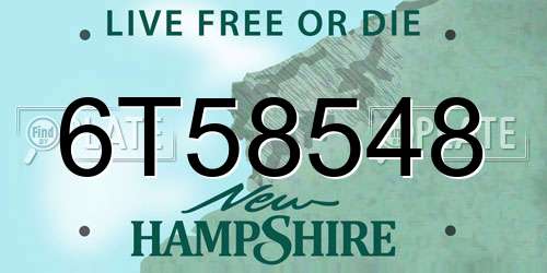 6T58548 New Hampshire License Plate