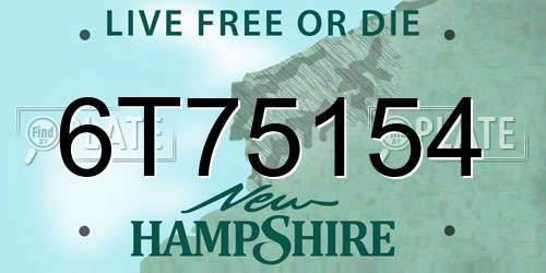 6T75154 New Hampshire License Plate