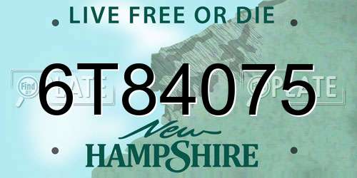 6T84075 New Hampshire License Plate