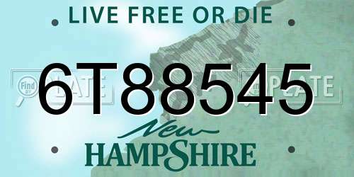 6T88545 New Hampshire License Plate