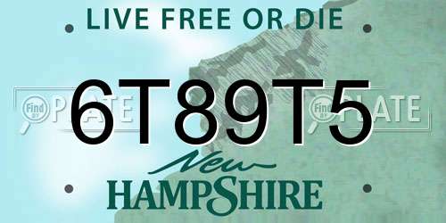 6T89T5 New Hampshire License Plate