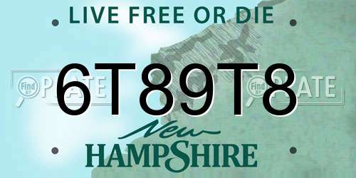 6T89T8 New Hampshire License Plate