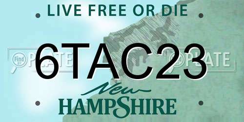 6TAC23 New Hampshire License Plate