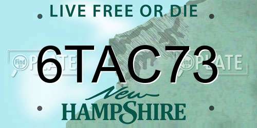 6TAC73 New Hampshire License Plate