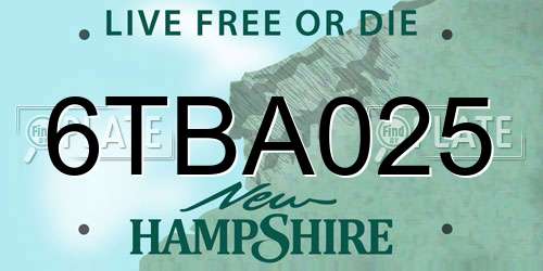 6TBA025 New Hampshire License Plate