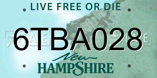 6TBA028 New Hampshire License Plate