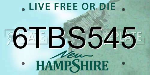 6TBS545 New Hampshire License Plate