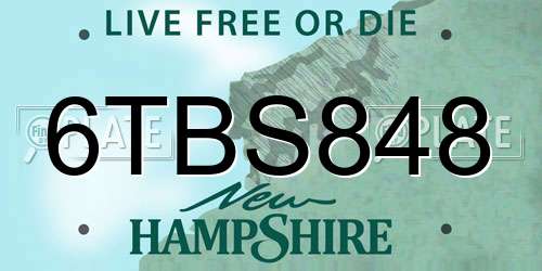 6TBS848 New Hampshire License Plate