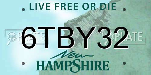 6TBY32 New Hampshire License Plate