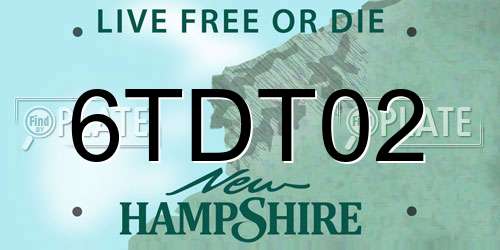 6TDT02 New Hampshire License Plate