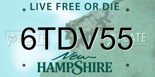 6TDV55 New Hampshire License Plate