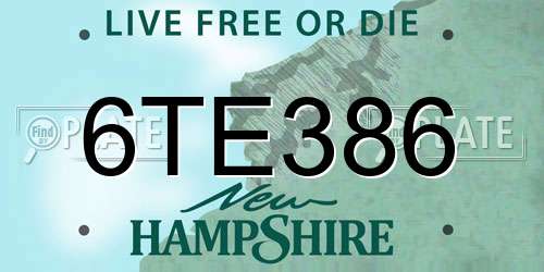 6TE386 New Hampshire License Plate