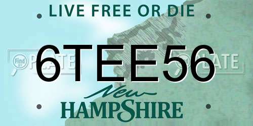 6TEE56 New Hampshire License Plate