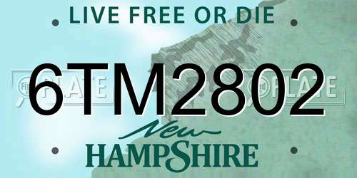 6TM2802 New Hampshire License Plate