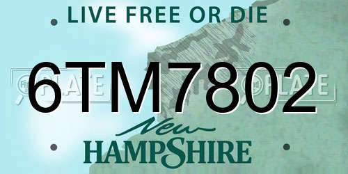 6TM7802 New Hampshire License Plate