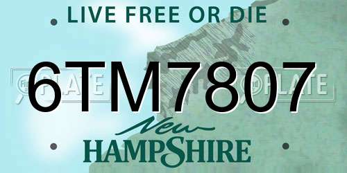 6TM7807 New Hampshire License Plate