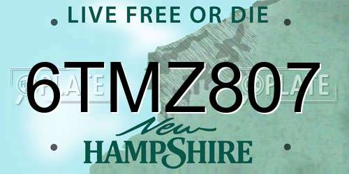 6TMZ807 New Hampshire License Plate
