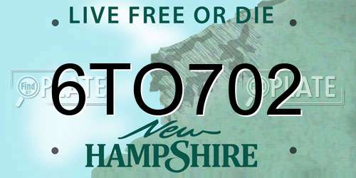 6TO702 New Hampshire License Plate