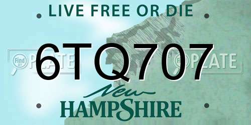 6TQ707 New Hampshire License Plate