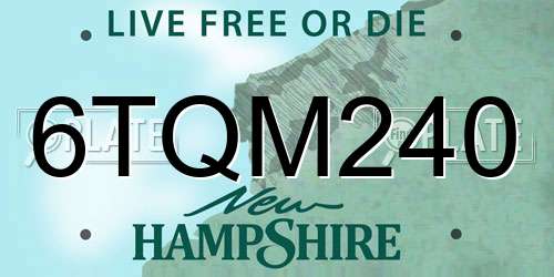 6TQM240 New Hampshire License Plate