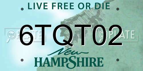 6TQT02 New Hampshire License Plate