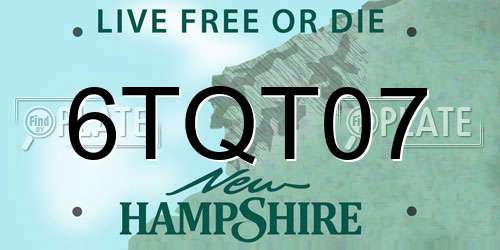 6TQT07 New Hampshire License Plate
