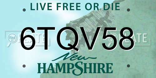 6TQV58 New Hampshire License Plate