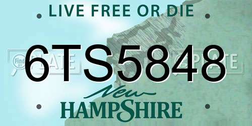 6TS5848 New Hampshire License Plate