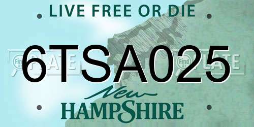 6TSA025 New Hampshire License Plate
