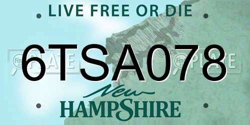 6TSA078 New Hampshire License Plate