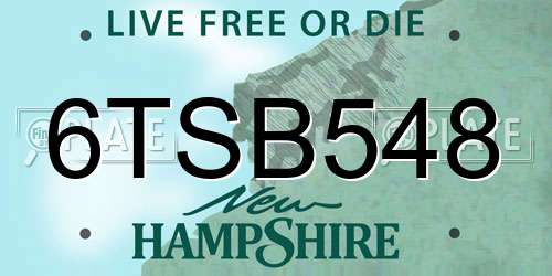 6TSB548 New Hampshire License Plate