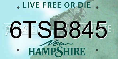 6TSB845 New Hampshire License Plate