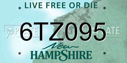 6TZ095 New Hampshire License Plate
