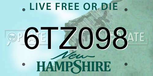 6TZ098 New Hampshire License Plate