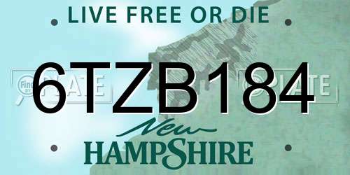 6TZB184 New Hampshire License Plate