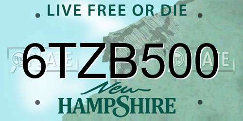 6TZB500 New Hampshire License Plate