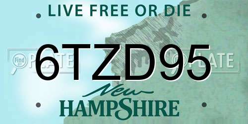 6TZD95 New Hampshire License Plate